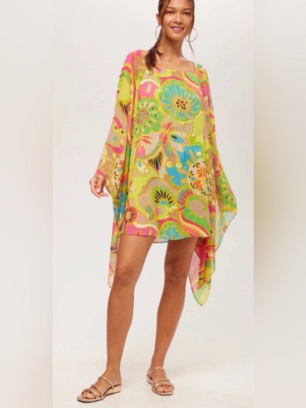 Trina Turk Aqualane Side Flounce Dress Venus Print Small